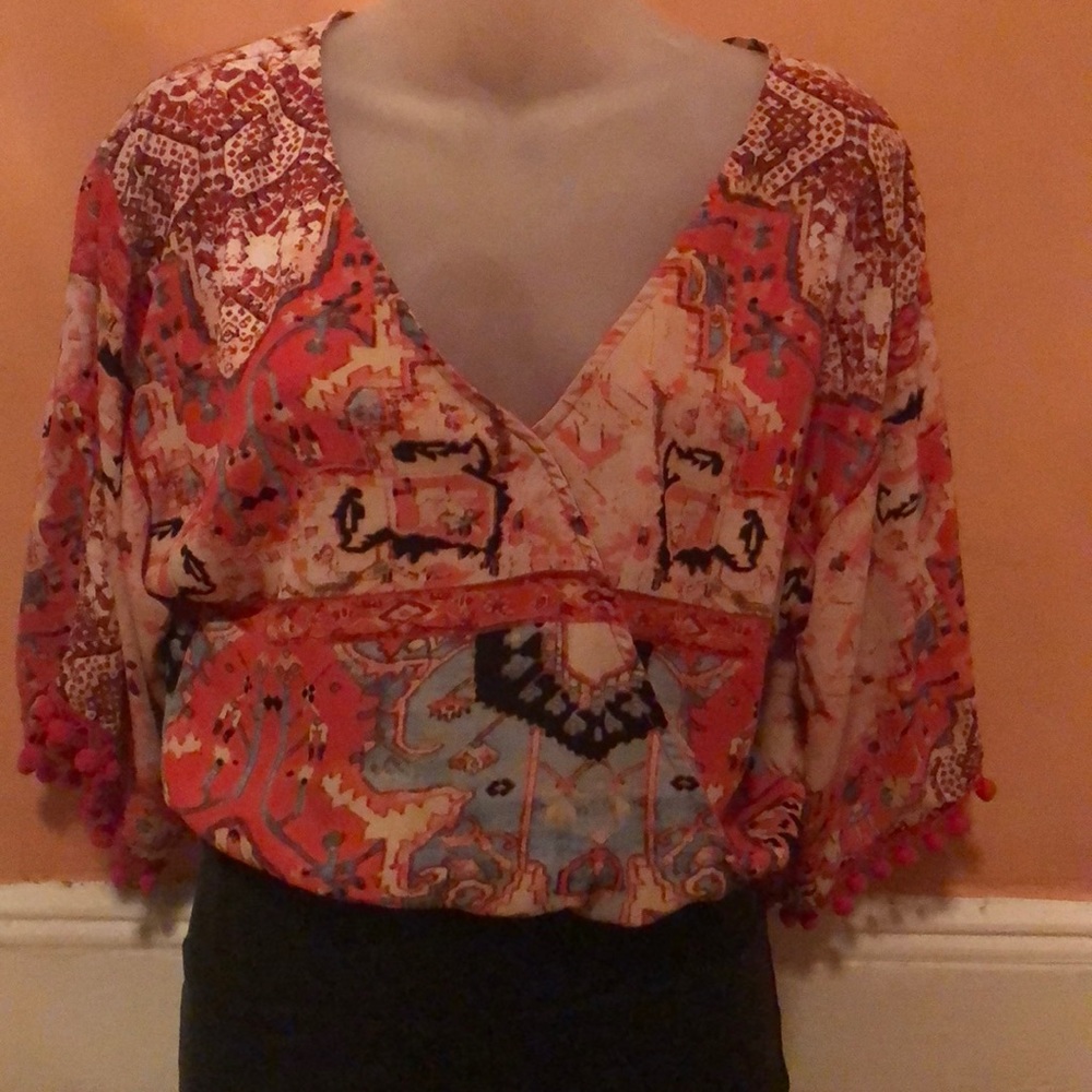 womans aqua blouse